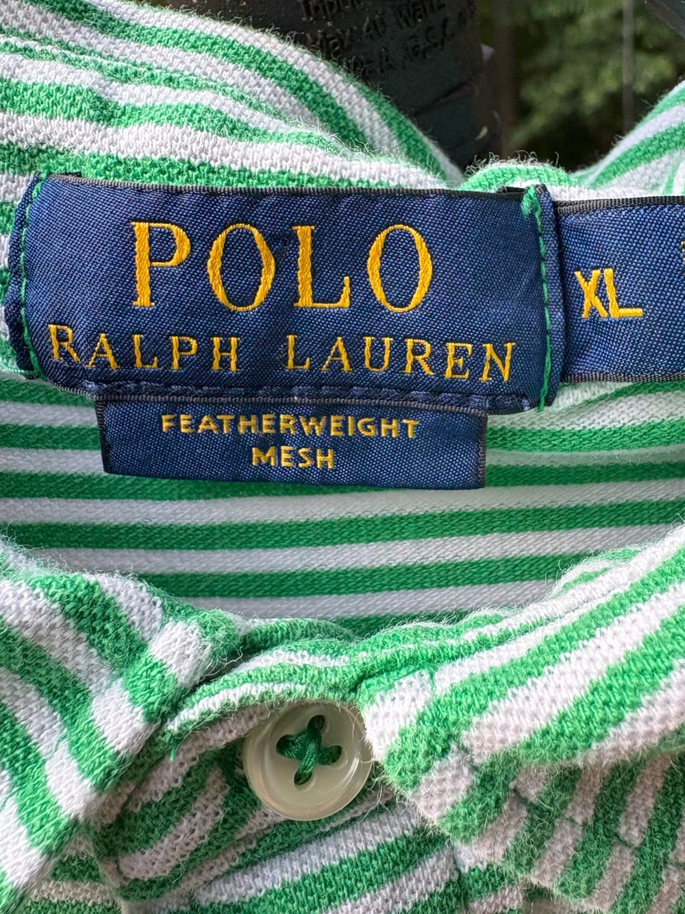 Polo by Ralph Lauren Green & White Striped Featherweight Mesh Polo